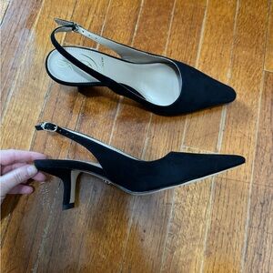 Sam Edelman Bianka Kitten Heel Slingback Pumps Black Suede Size 6 NWOT